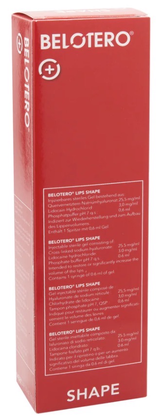 Belotero Lips Shape Lidocaïne 0.6ml hyaluronzuur filler voor lipvolume en natuurlijke lipvorm bij professionele cosmetische behandelingen verkrijgbaar bij Cosmoface webshop